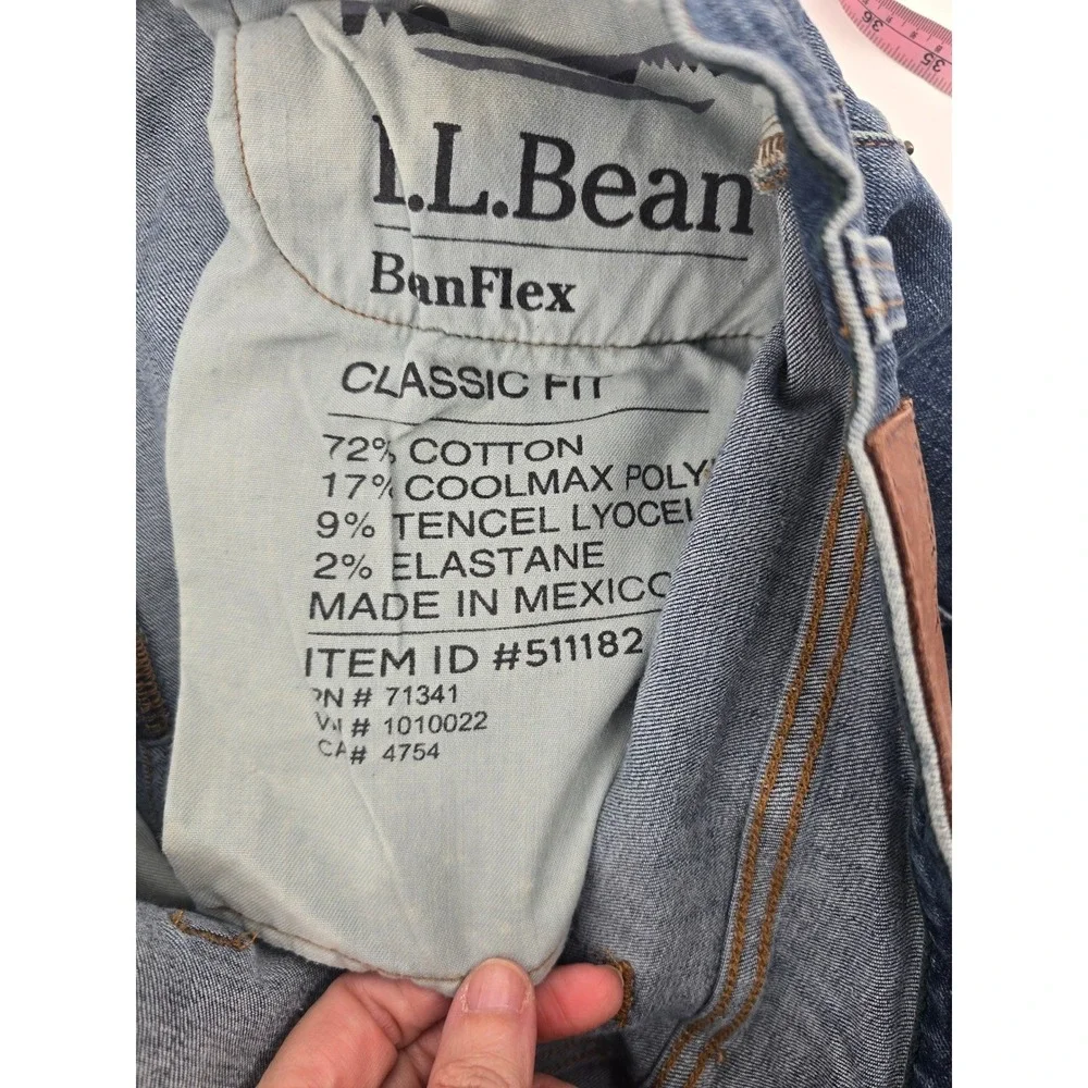 L.L. Bean Jeans Mens 38x29 1912 Classic Fit BanFlex Blue Stretch Denim EUC